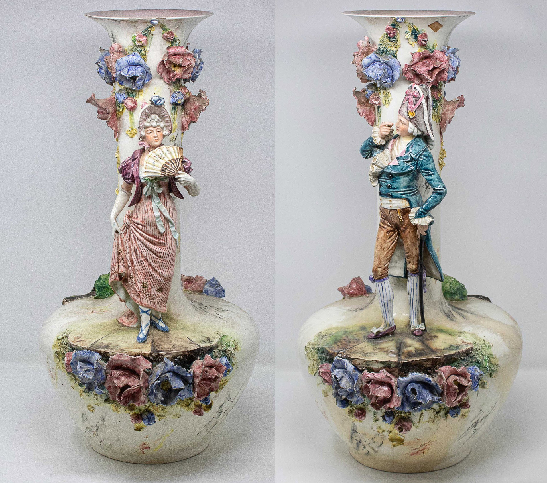 Pareja de jarrones con figuras, finales del siglo XVIII - principios del siglo XIX